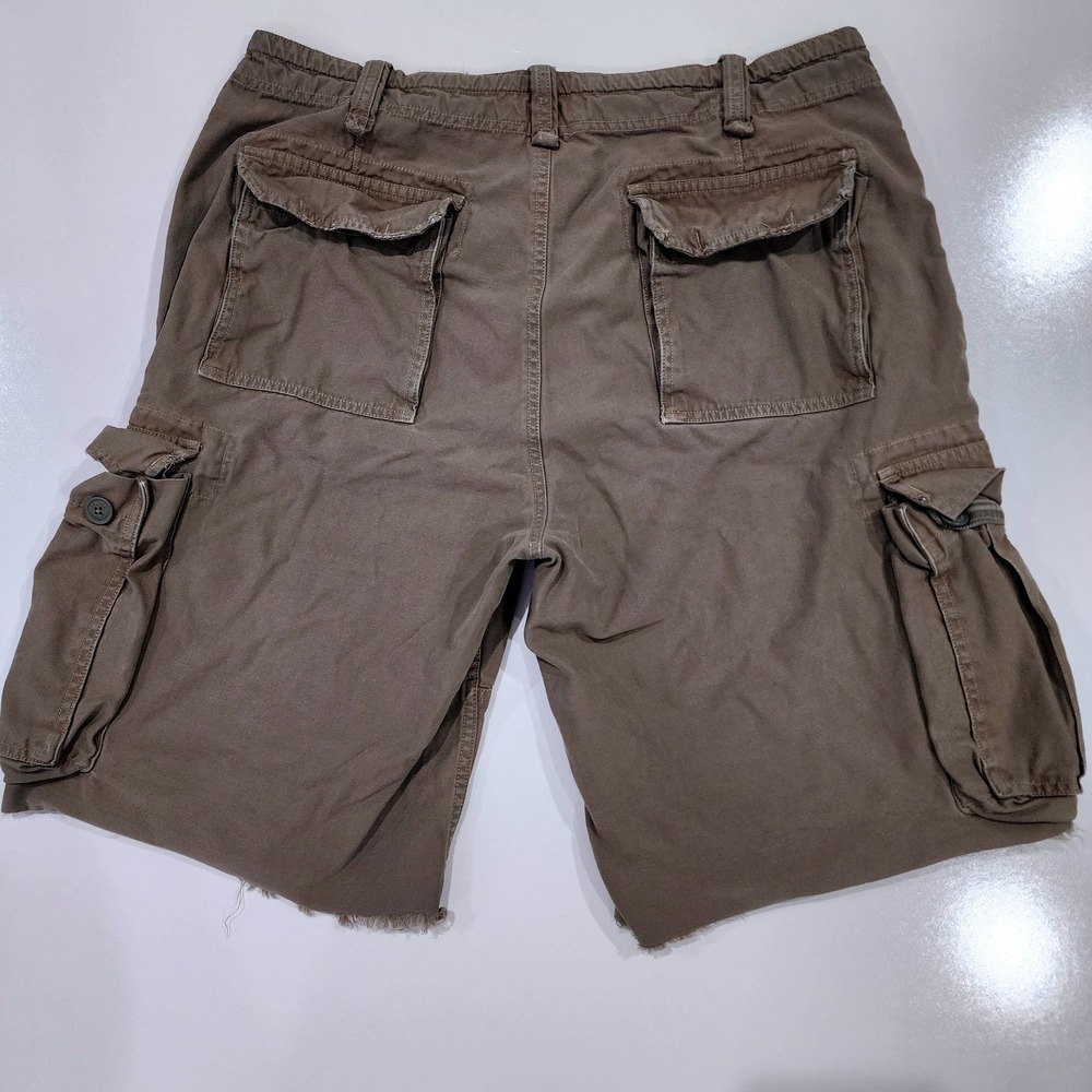 Arizona Jean Company Mens Cargo Shorts 36 Beige Cotton Blend UTILITY Frayed Hem - Picture 2 of 8